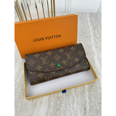 Женский кошелек Louis Vuitton коричневый+ зеленый большой конверт  Луи Виттон