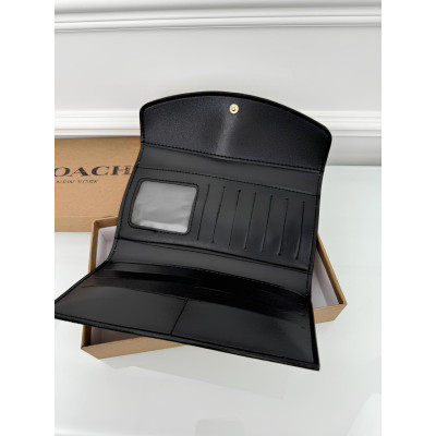 Женский кошелек Coach молочный с бежевым двойной большой овальный Coach