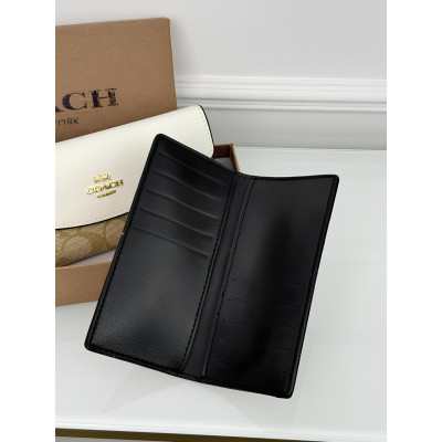 Женский кошелек Coach молочный с бежевым двойной большой овальный Coach