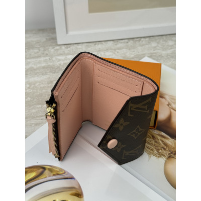 Женский кошелек Louis Vuitton коричневый + розовый конверт мини Луи Виттон