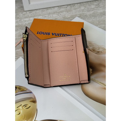 Женский кошелек Louis Vuitton коричневый + розовый конверт мини Луи Виттон