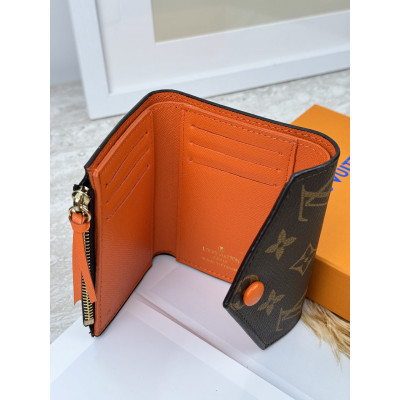 Женский кошелек Louis Vuitton коричневый + оранжевый конверт мини Луи Виттон
