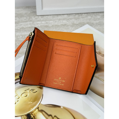 Женский кошелек Louis Vuitton коричневый + оранжевый конверт мини Луи Виттон