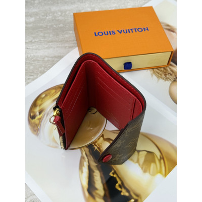 Женский кошелек Louis Vuitton коричневый + красный конверт мини Луи Виттон