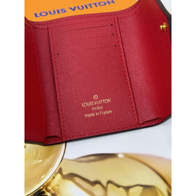 Женский кошелек Louis Vuitton коричневый + красный конверт мини Луи Виттон