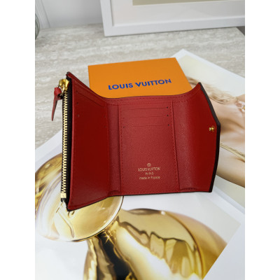 Женский кошелек Louis Vuitton коричневый + красный конверт мини Луи Виттон