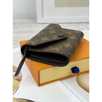 Женский кошелек Louis Vuitton коричневый + коричневый конверт мини Луи Виттон