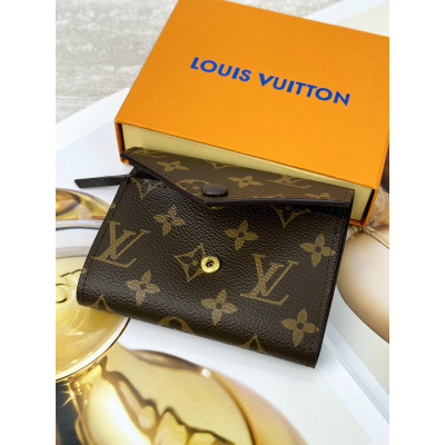 Женский кошелек Louis Vuitton коричневый + коричневый конверт мини Луи Виттон