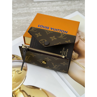 Женский кошелек Louis Vuitton коричневый + коричневый конверт мини Луи Виттон