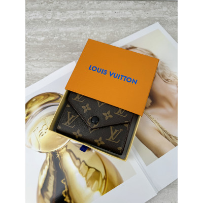 Женский кошелек Louis Vuitton коричневый + черный конверт мини Луи Виттон