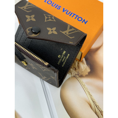 Женский кошелек Louis Vuitton коричневый + черный конверт мини Луи Виттон