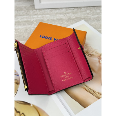 Женский кошелек Louis Vuitton коричневый + фуксий конверт мини Луи Виттон