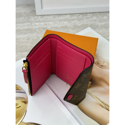 Женский кошелек Louis Vuitton коричневый + фуксий конверт мини Луи Виттон
