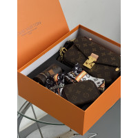 Женская сумка Луи Виттон коричневый Metis. Подарочный набор Louis Vuitton женский 4 предмета