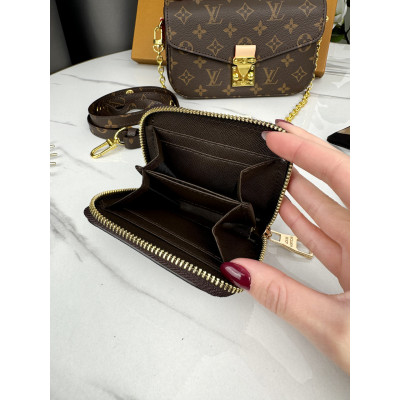 Женская сумка Луи Виттон коричневый Metis. Подарочный набор Louis Vuitton женский 4 предмета