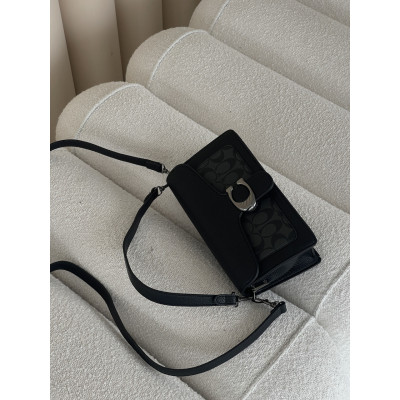 Женская сумка клатч Coach Tabby черно-серый Коуч через плечо