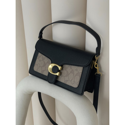 Женская сумка клатч Coach Tabby черно-бежевый Коуч через плечо