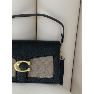 Женская сумка клатч Coach Tabby черно-бежевый Коуч через плечо