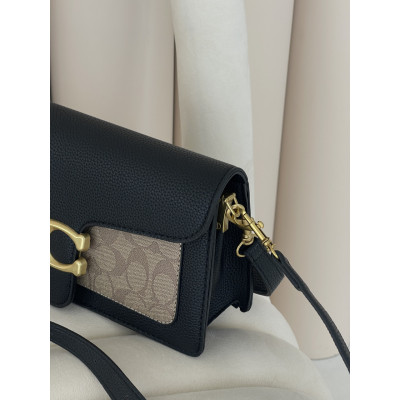 Женская сумка клатч Coach Tabby черно-бежевый Коуч через плечо
