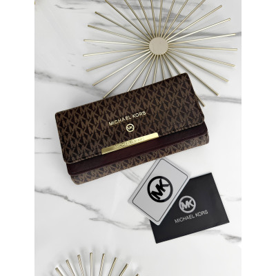 Кошелек Michael Kors большой  двойной Мишель Корс женский коричневый