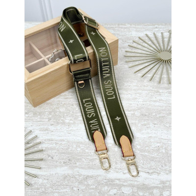 Ремень на сумку текстильный зеленый Louis Vuitton Луи Виттон