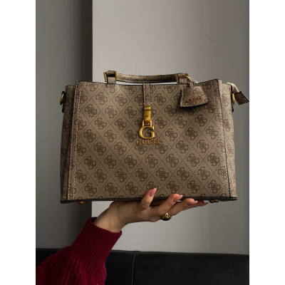 Сумка женская Guess James medium бежевый через плечо Гесс Премиум