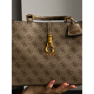 Сумка женская Guess James medium бежевый через плечо Гесс Премиум