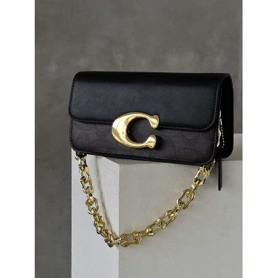 Женская сумка клатч Coach Idol Bag шоколадный на цепочке Коуч