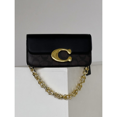 Женская сумка клатч Coach Idol Bag шоколадный на цепочке Коуч