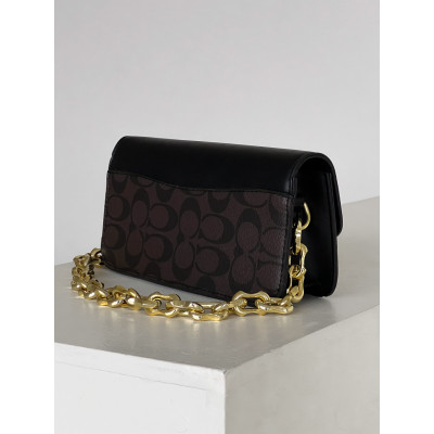 Женская сумка клатч Coach Idol Bag шоколадный на цепочке Коуч