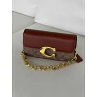 Женская сумка клатч Coach Idol Bag коричневый на цепочке Коуч