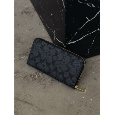 Женский кошелек Coach черный  на много отделений большой Коуч