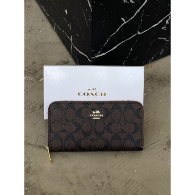 Женский кошелек Coach коричневый на много отделений большой Коуч