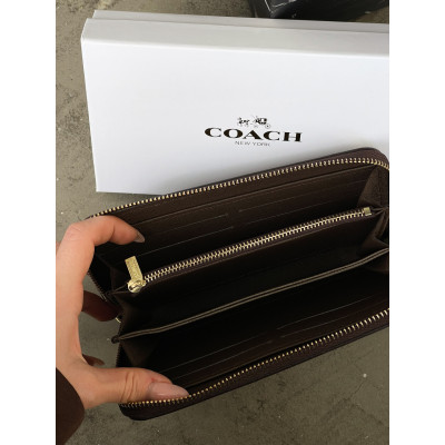 Женский кошелек Coach коричневый на много отделений большой Коуч