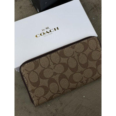 Женский кошелек Coach персиковий на много отделений большой Коуч