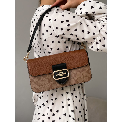 Женская сумка Coach Morgan бежевый кросс боди  Коуч Premium