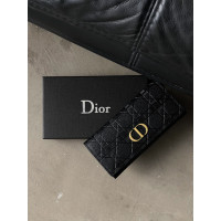 Женский кошелек Christian Dior черный стеганый двойной Диор