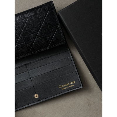 Женский кошелек Christian Dior черный стеганый двойной Диор