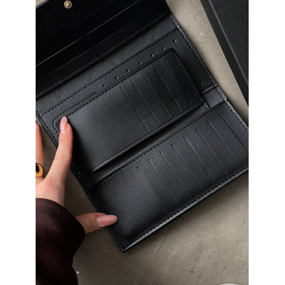 Женский кошелек Christian Dior черный с буквой двойной Диор