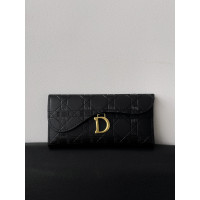 Женский кошелек Christian Dior черный с буквой двойной Диор