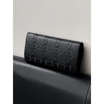 Женский кошелек Christian Dior черный с буквой двойной Диор