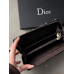 Женский кошелек Christian Dior серый большой с надписью  Диор